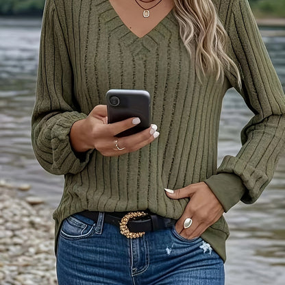 Ribbed V-Neck Sweater