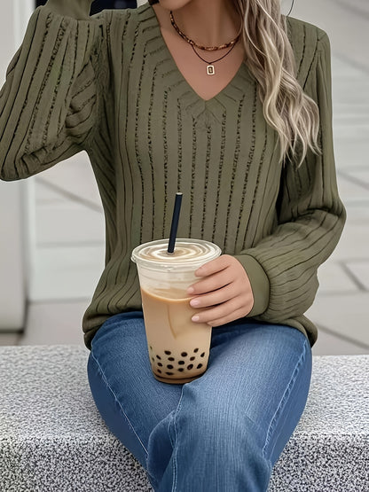 Ribbed V-Neck Sweater