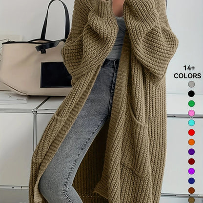 Knee-Length Open Front Cardigan