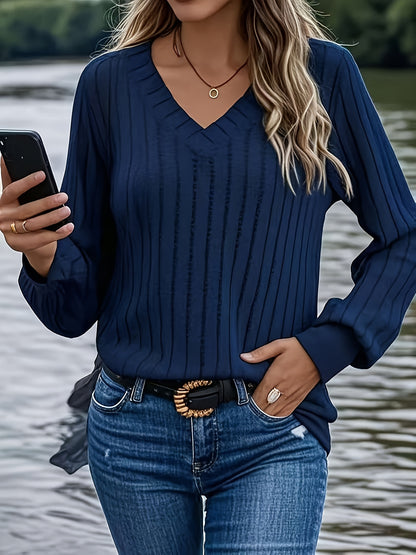 Ribbed V-Neck Sweater