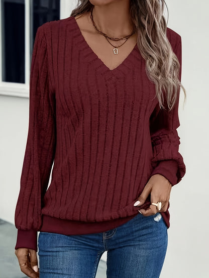 Ribbed V-Neck Sweater