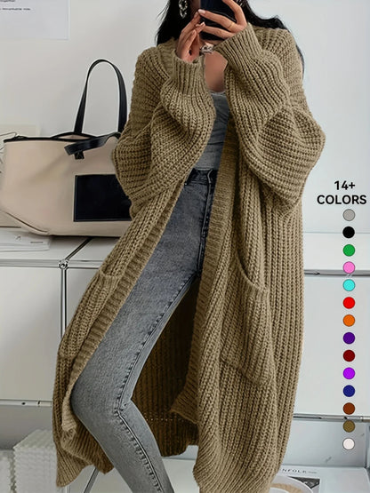 Knee-Length Open Front Cardigan