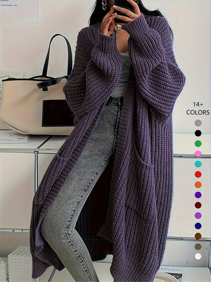 Knee-Length Open Front Cardigan