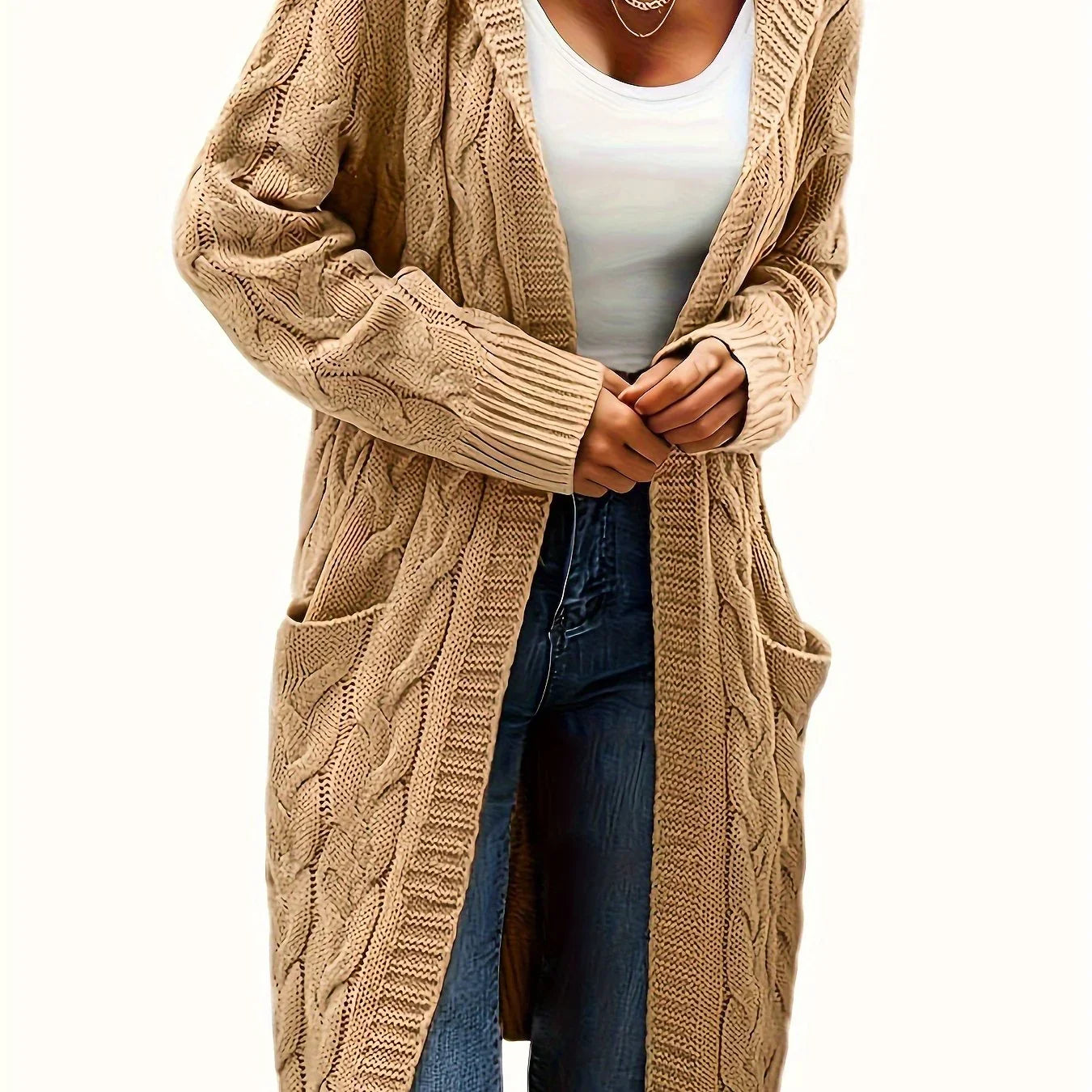 Open Front Cardigan Sweater with Pockets